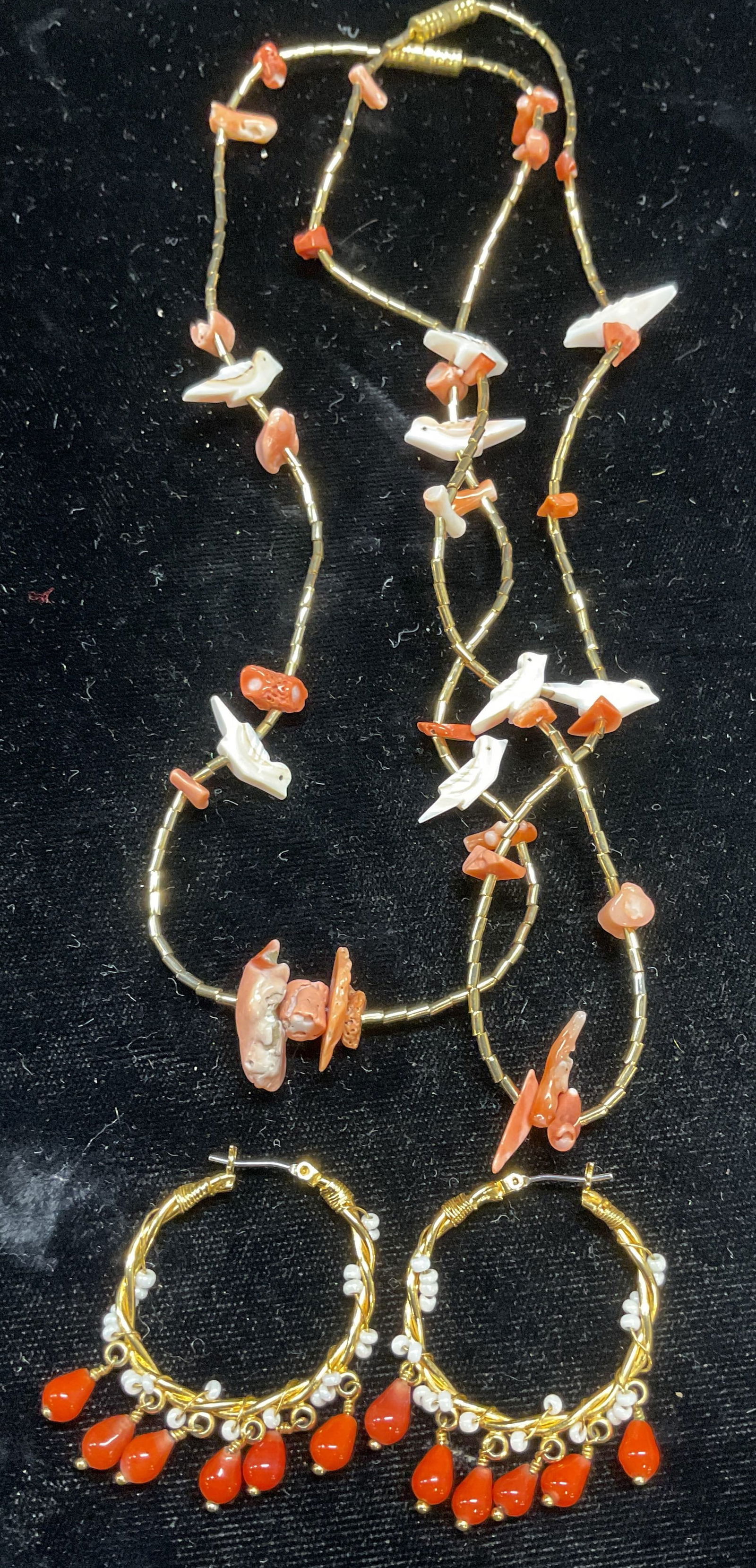 Lot 3 Jewelry Gold Tone Coral Bird Necklaces + (1 of 6)