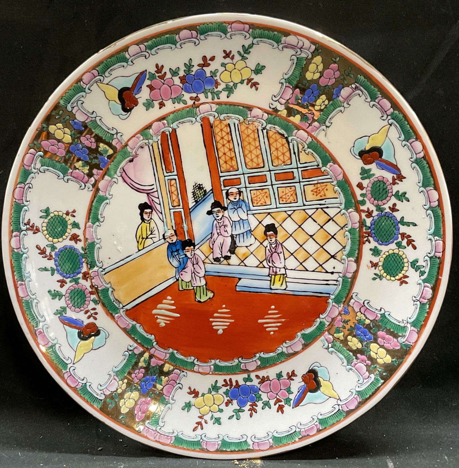 Signed Chinese Rose Medallion Porcelain Plate (1 of 6)