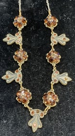 Yoni Z Gold Tone Amber Crystal Necklace