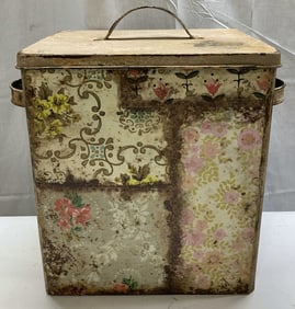 Kelly Pal Decoupage Style Large Metal Vessel W Lid