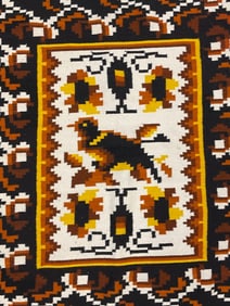 Vintage Mexican Hand Woven Wool Rug 78in