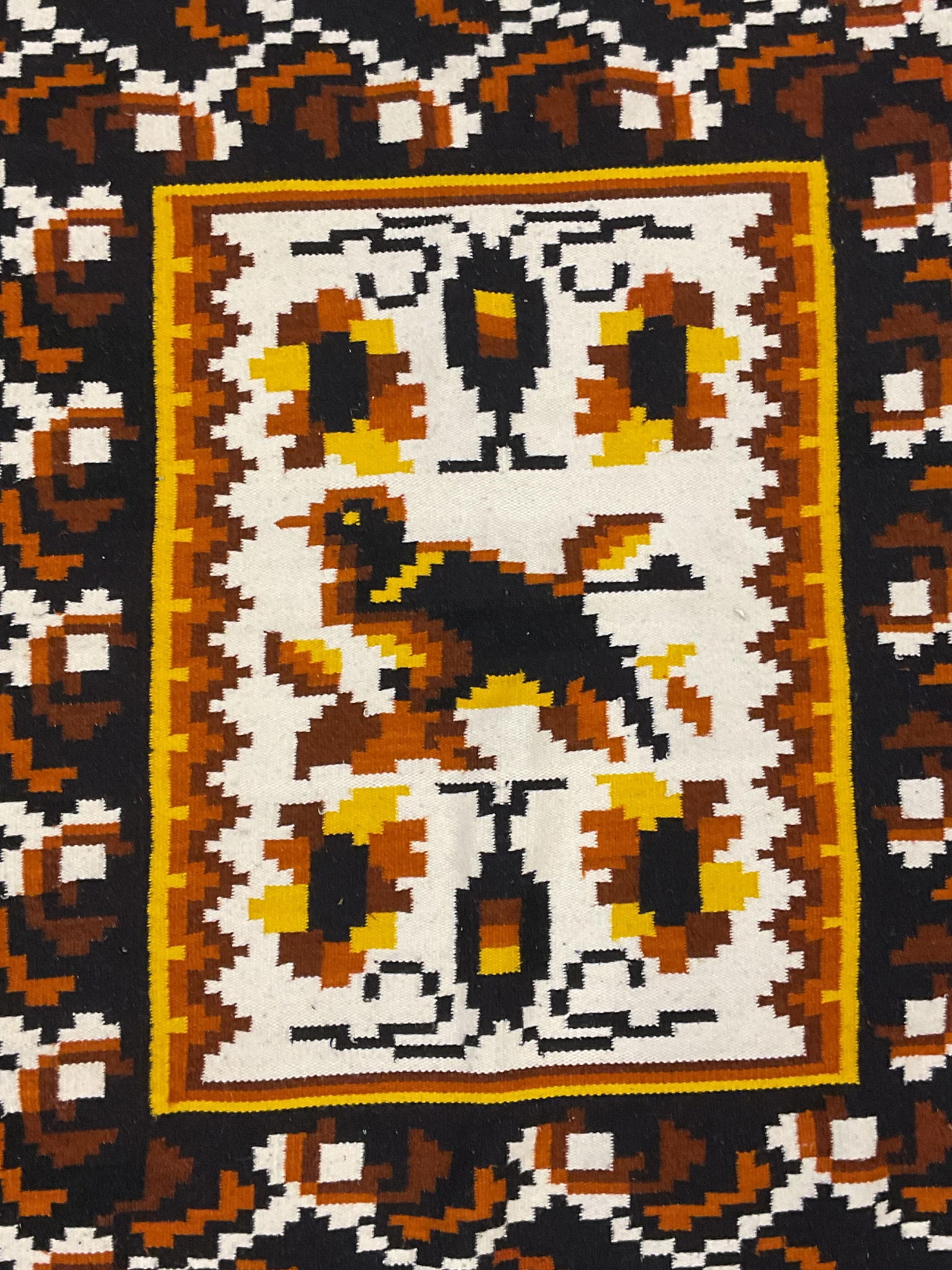 Vintage Mexican Hand Woven Wool Rug 78in (1 of 6)