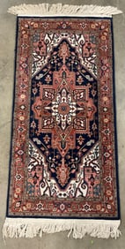 Vintage Persian Wool Medallion Fringe Rug 56in