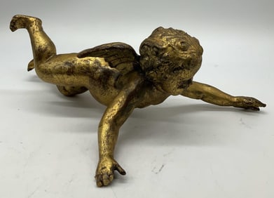 Vntg Carved Gilt Putti/Putto Figurine