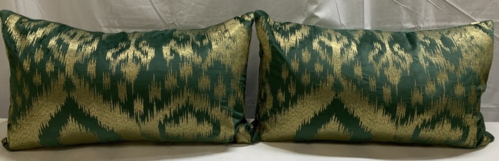 Pair Callisto Home Green Velvet Bead Pillows 2ft