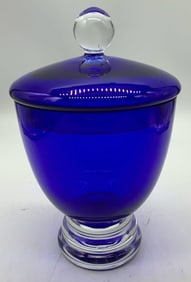 Crate & Barrel Cobalt Blue Lidded Candy Jar POLAND