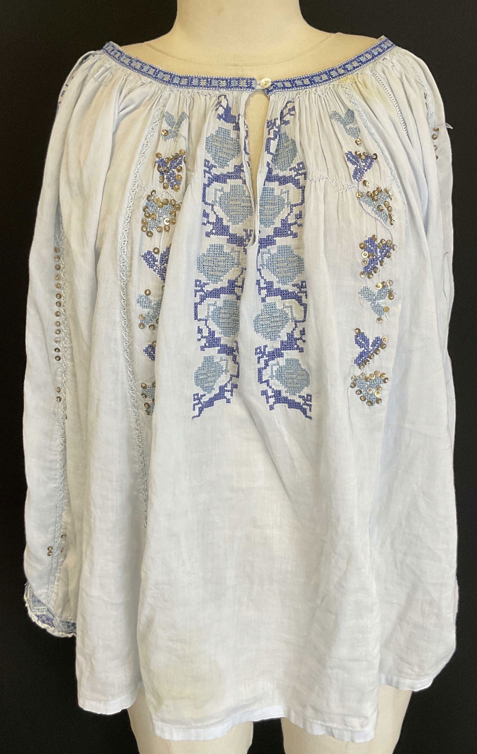 Vtg Roberta Freymann Cotton Beaded Shirt India (1 of 11)