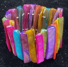 Vintage Multicolor Dyed Shell Bracelet