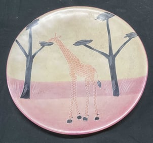 Besmo Hand Carved Stone Giraffe Plate, Kenya