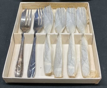 Set 6 Vtg Silver Plated Sheffield Pastry Forks