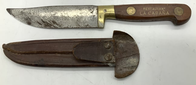 Vntg Restaurant La Cabana Knife & Leather Sheath