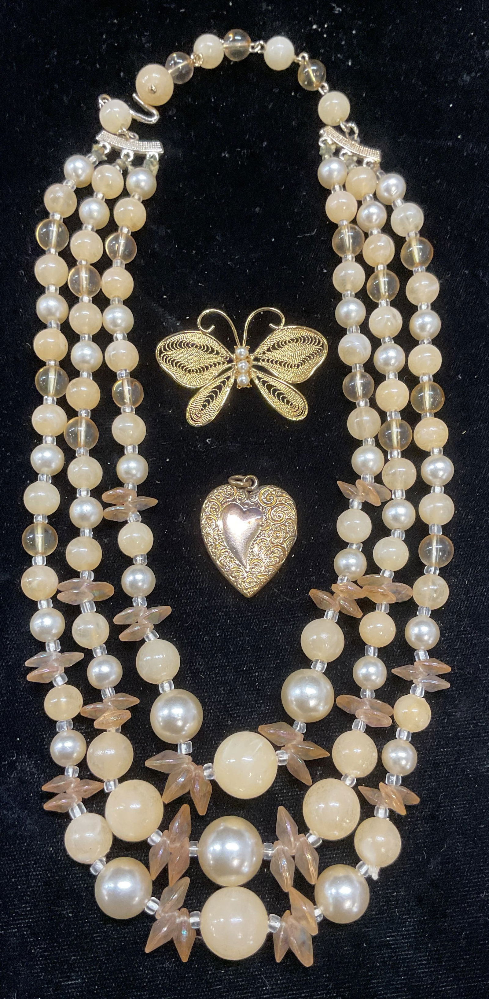 Lot 3 Signed Gold Tn Filigree Butterfly Brooch + (1 of 8)