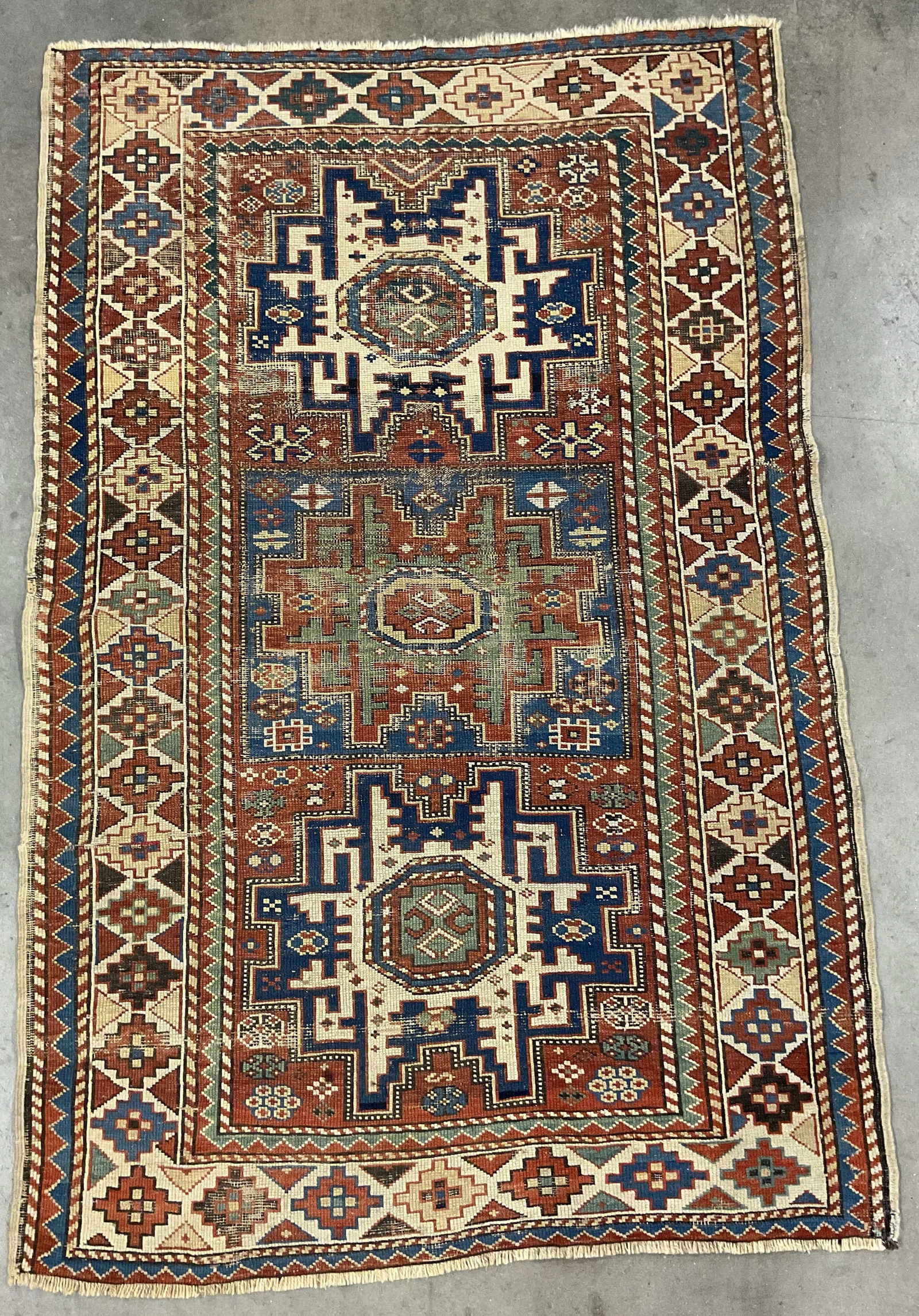 Antique Kazak Tribal Wool Rug 63in (1 of 7)
