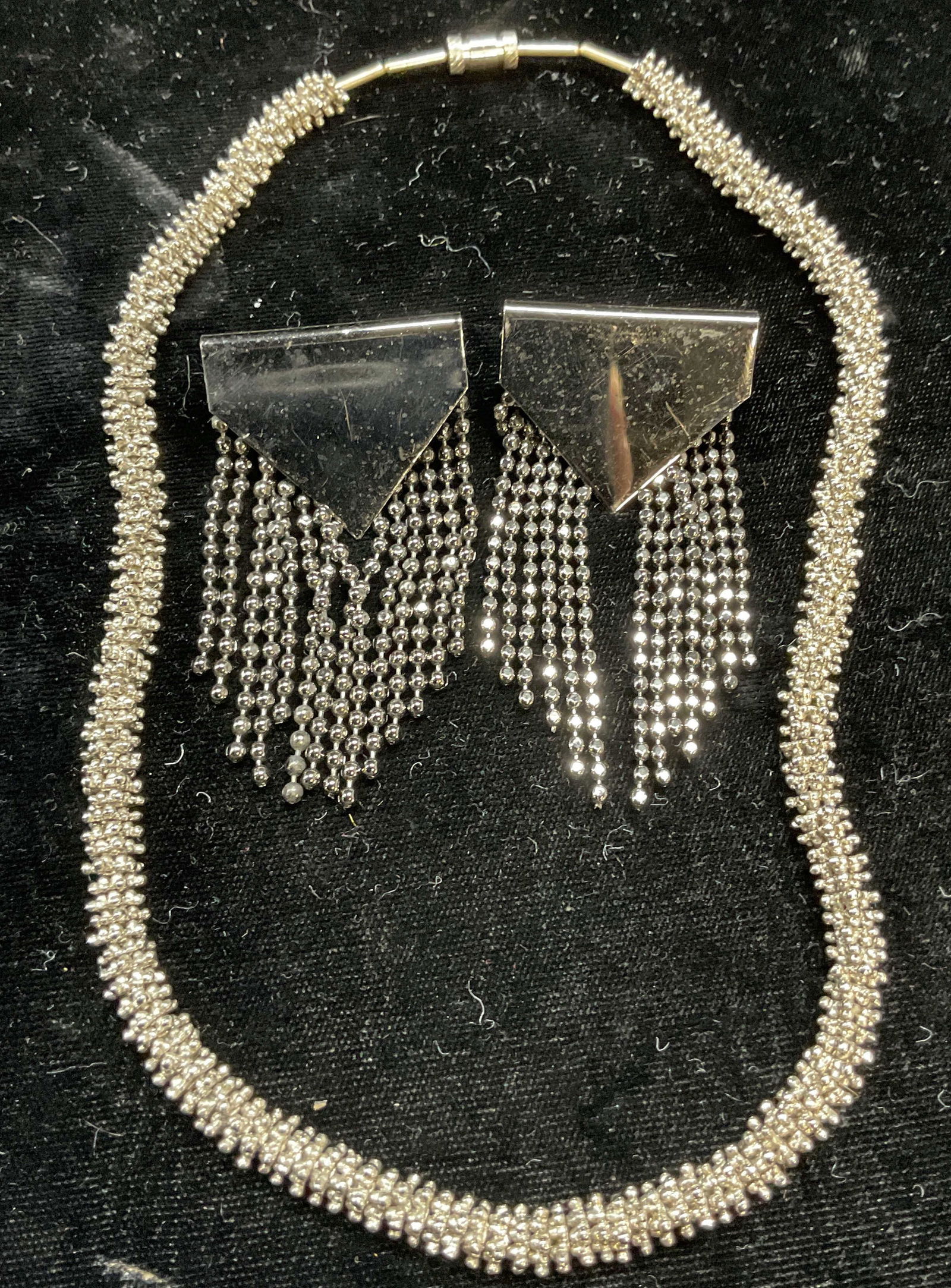Lot 2 Silver Tone Choker Necklace & Earrings (1 of 6)