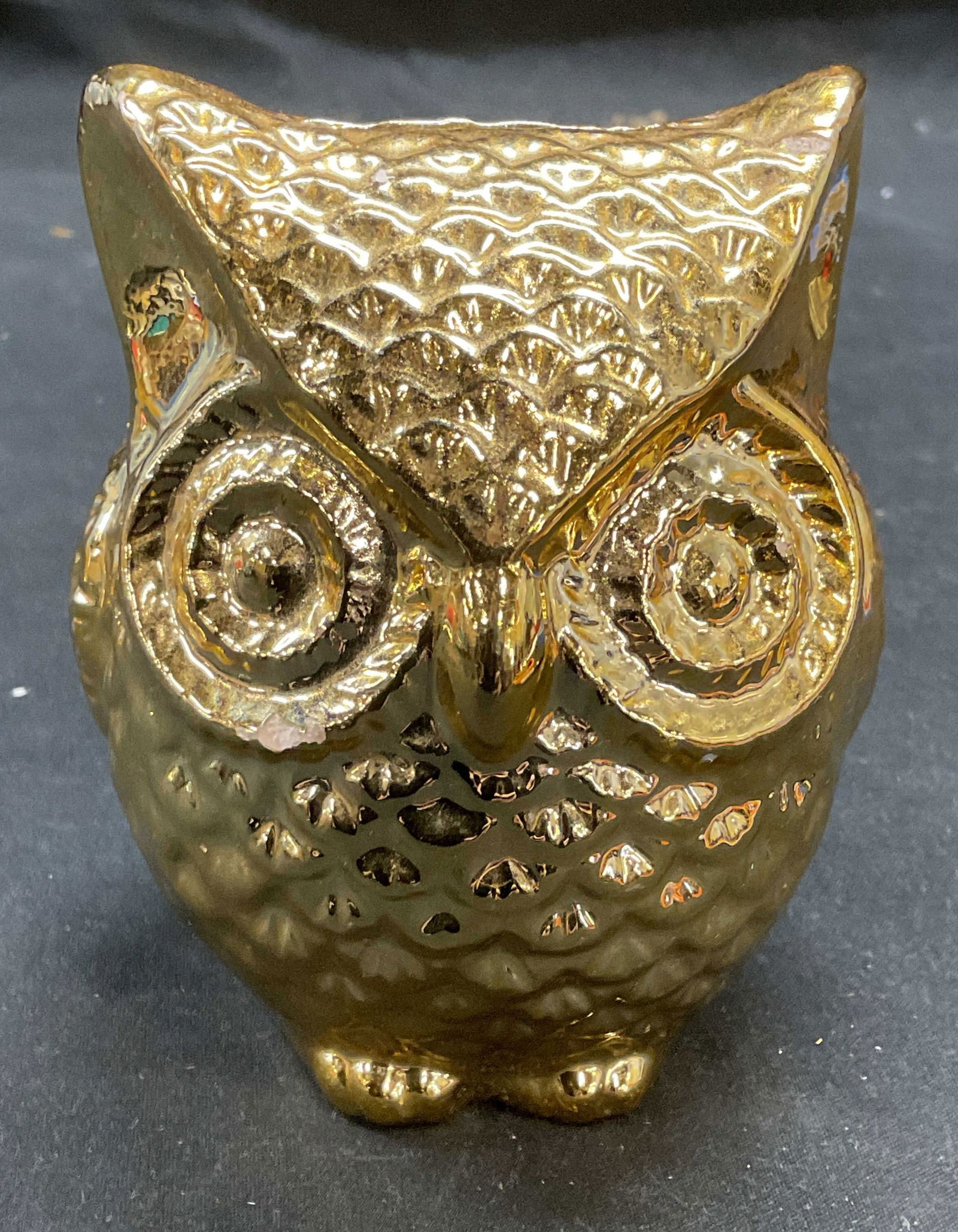 Gilt Ceramic Owl Coin Bank (1 of 6)