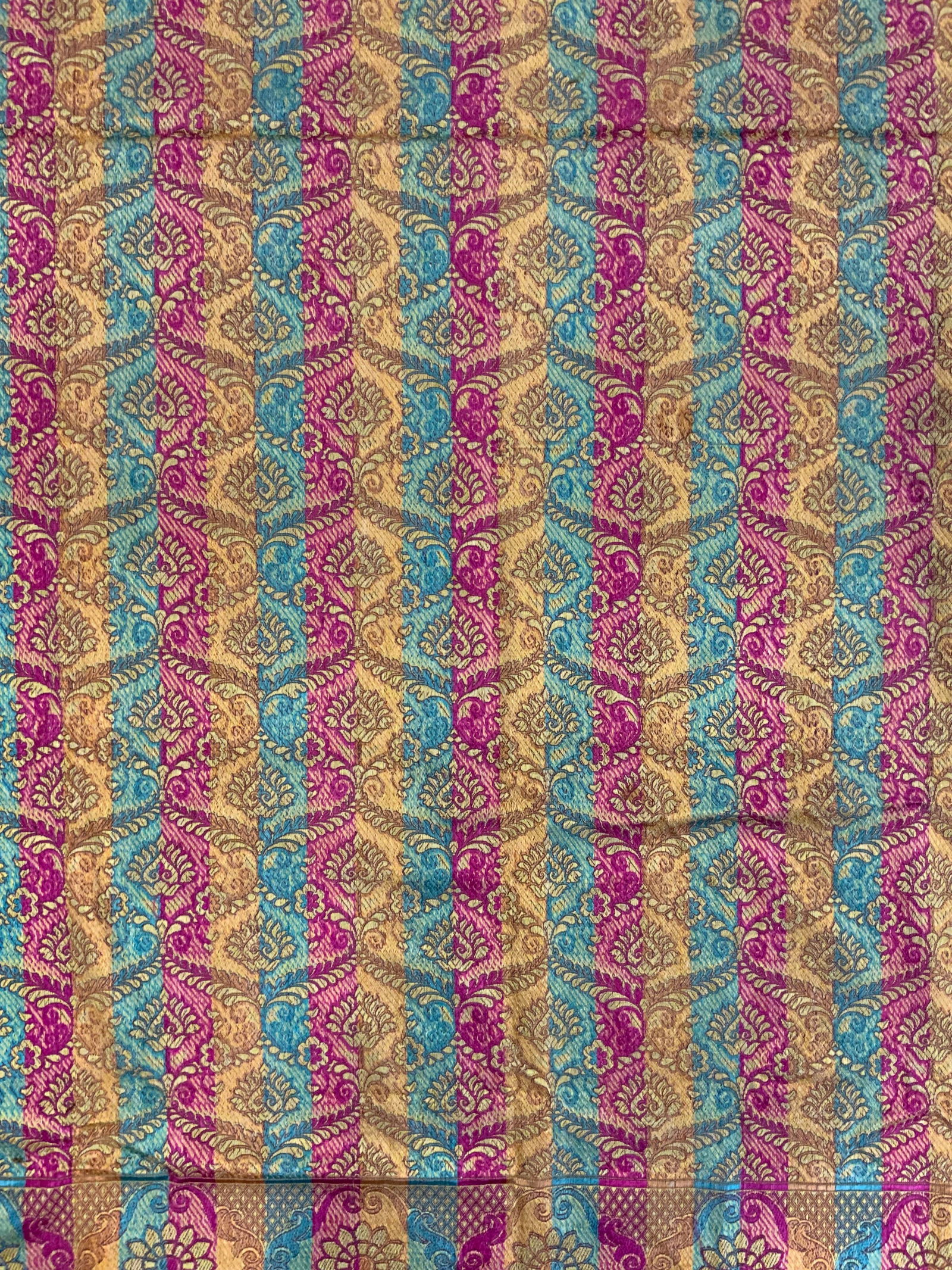 Vintage Fringed Striped & Patterned Textile Shawl (1 of 9)