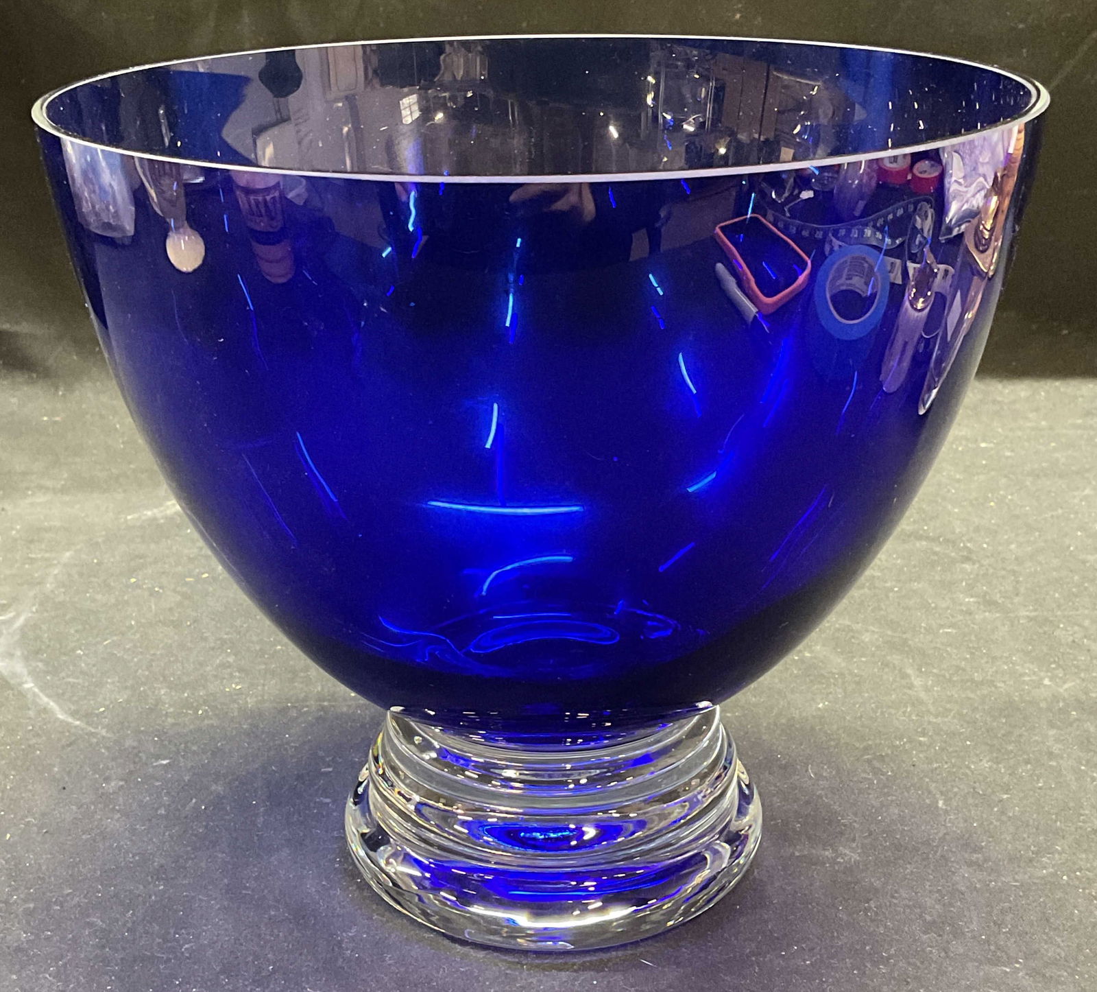 Crate & Barrel Cobalt Crystal Footed Bowl, Poland (1 of 6)