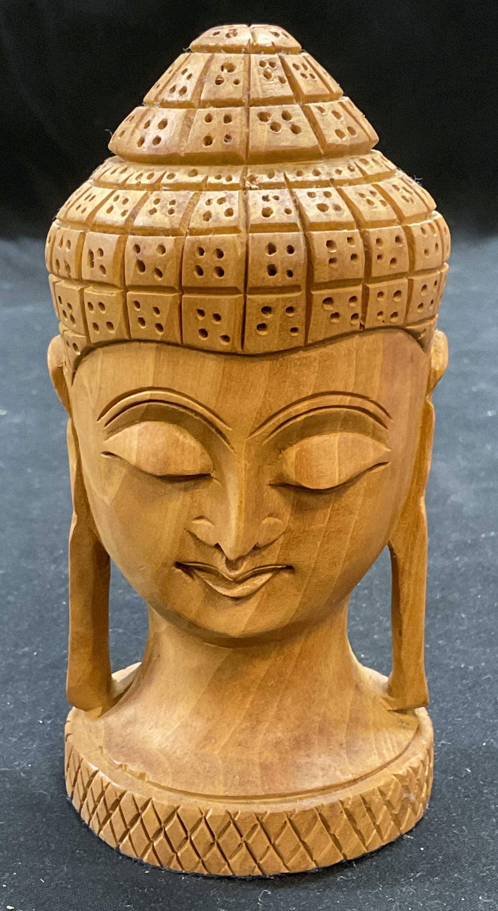 Hand Carved Wood Buddha Head Figural (1 of 6)
