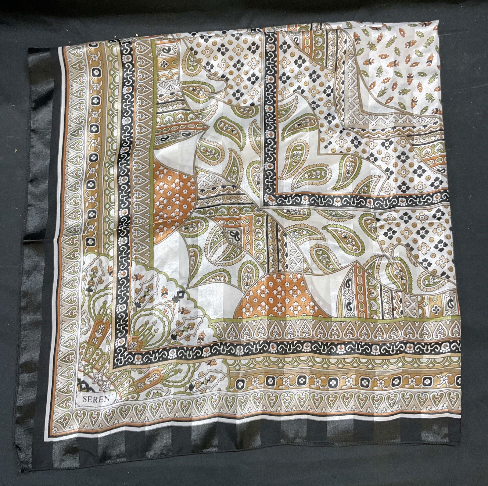 Seren Brown Paisley Floral Print Scarf (1 of 6)