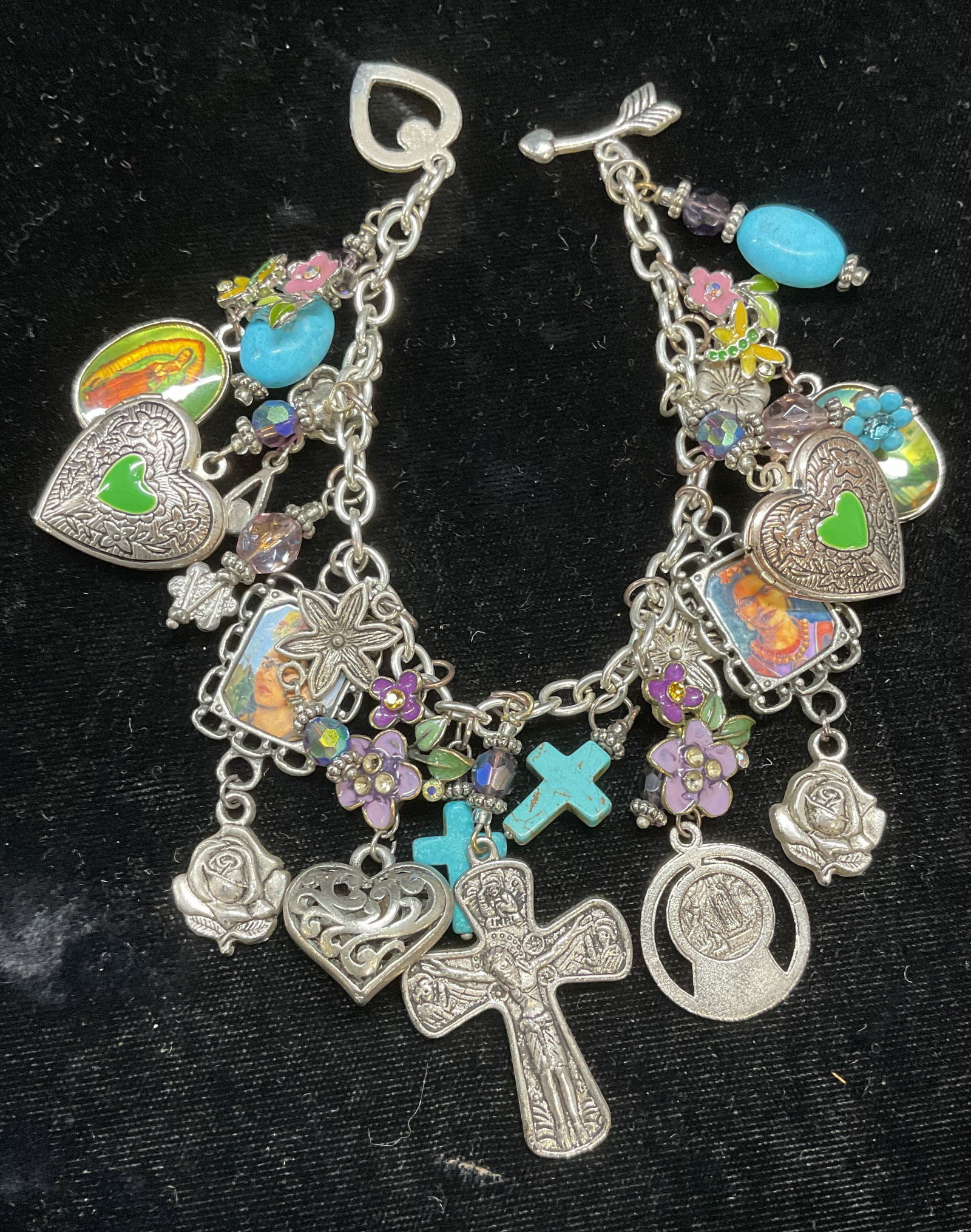 Signed EB Frida Kahlo Cross Charm Bracelet (1 of 6)