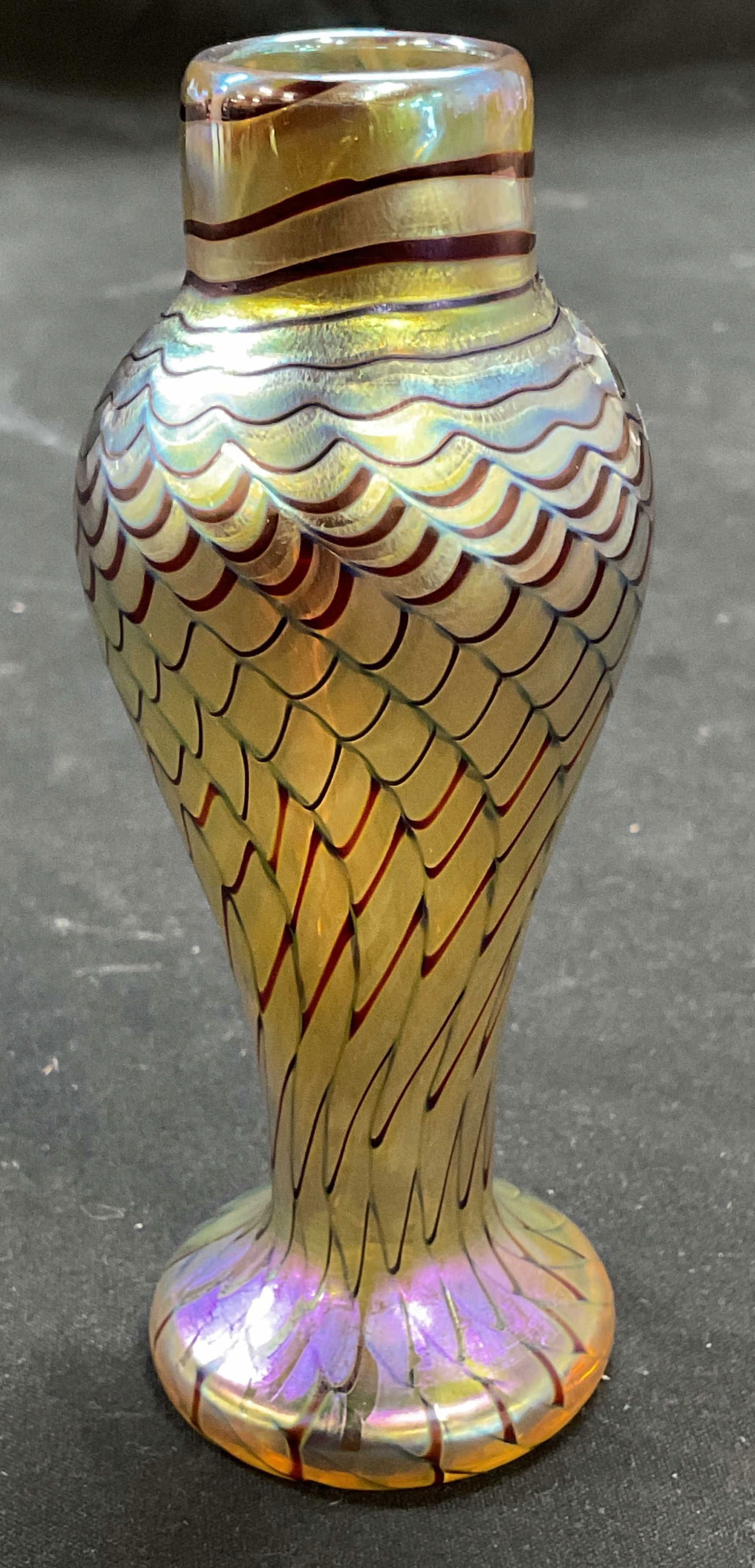 Orient & Flume Art Glass Feather Pull Bud Vase (1 of 6)