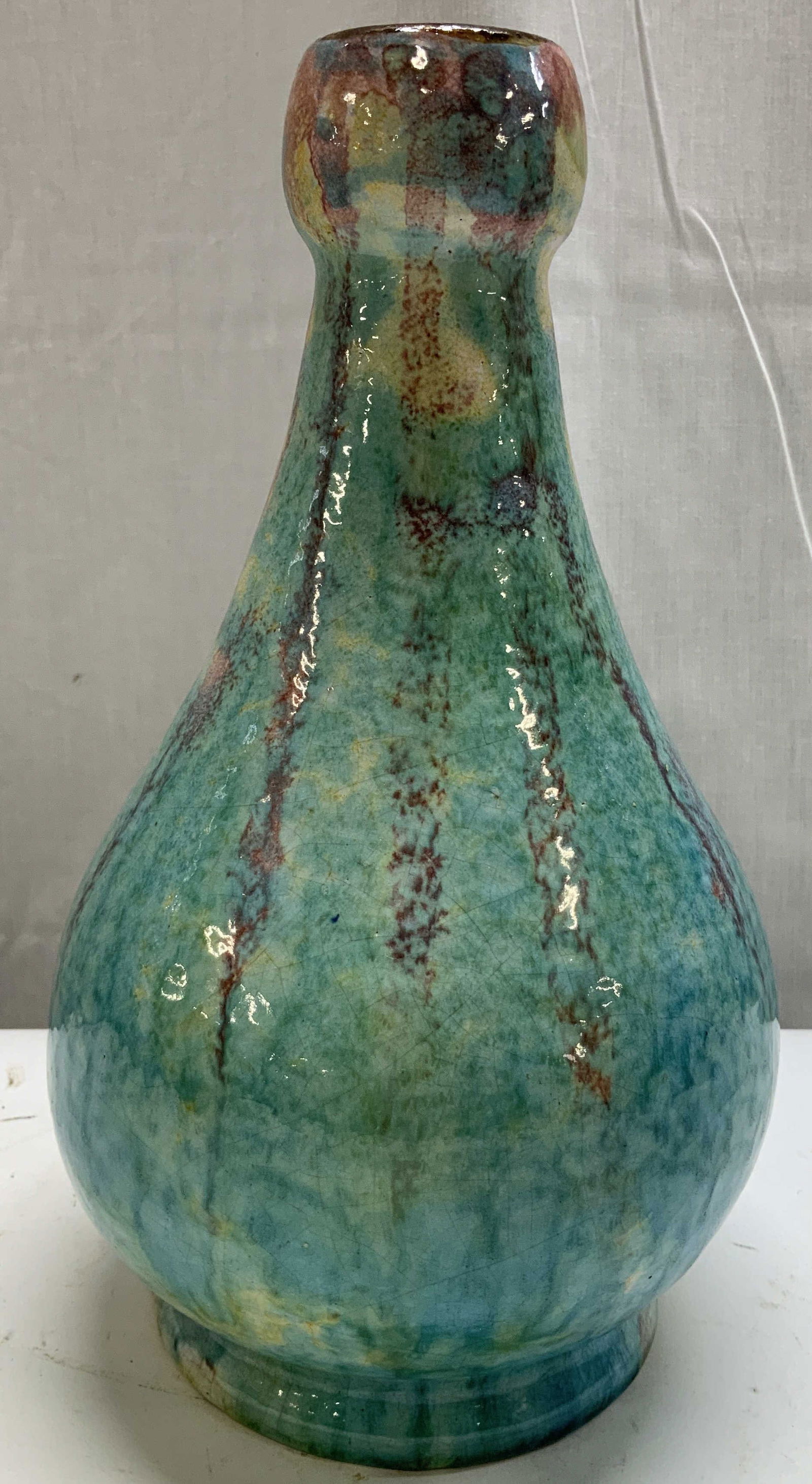 Signed Multitone Drip Glaze Ceramic Vase (1 of 6)