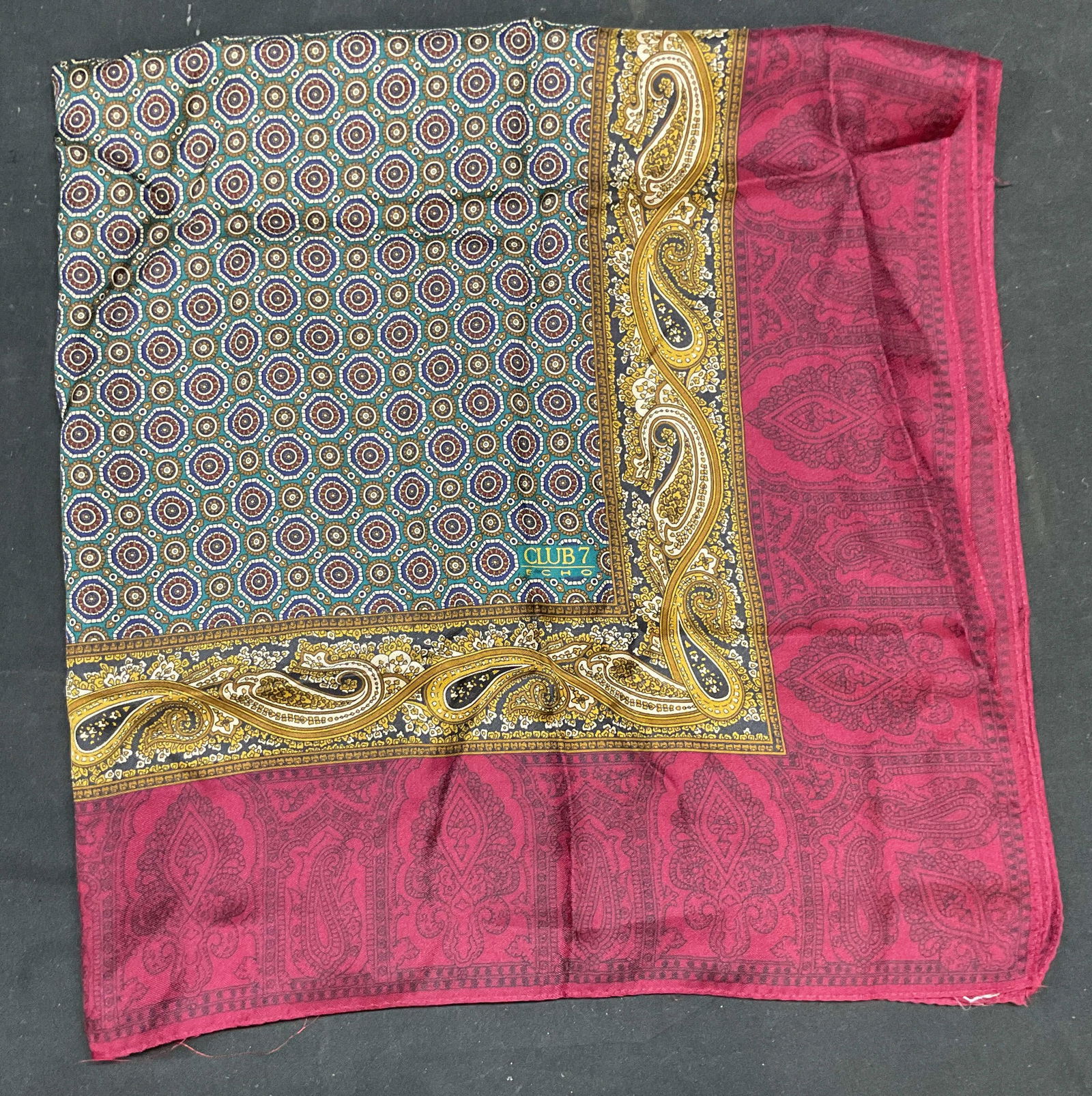 Echo Club 7 Red Gold Paisley Silk Scarf (1 of 6)