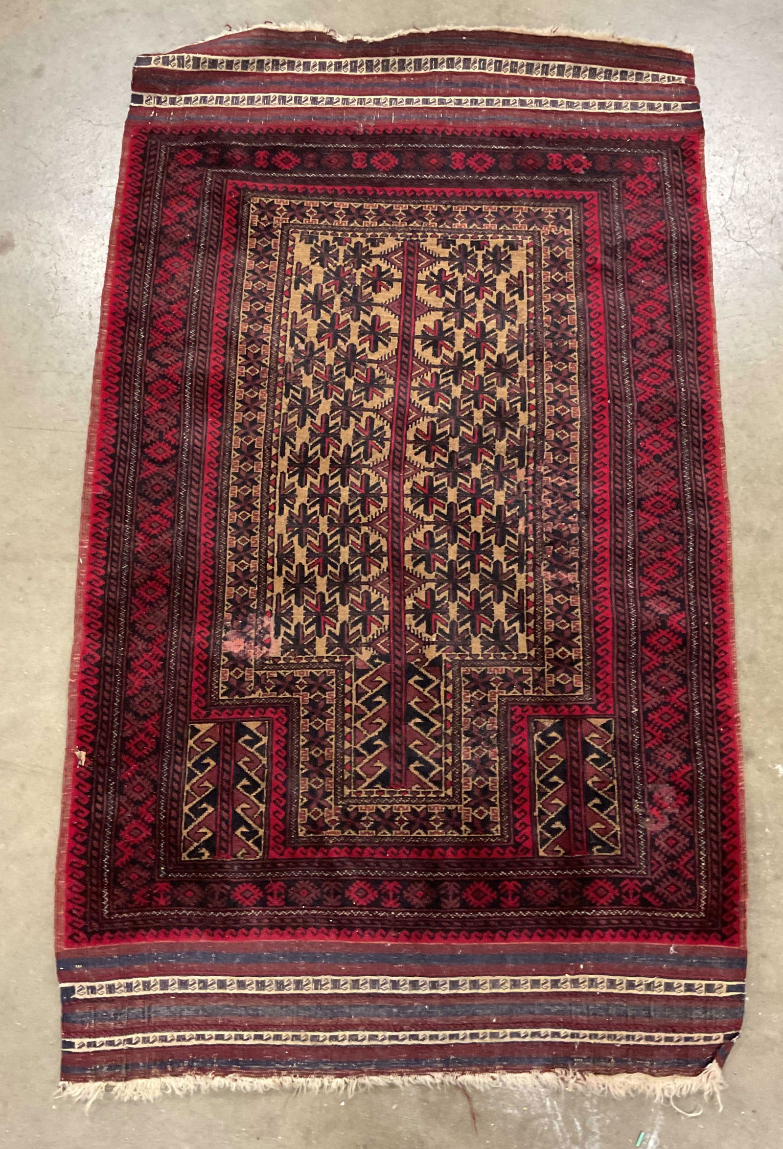 Vintage Red Persian Wool Geometric Rug 58in (1 of 7)