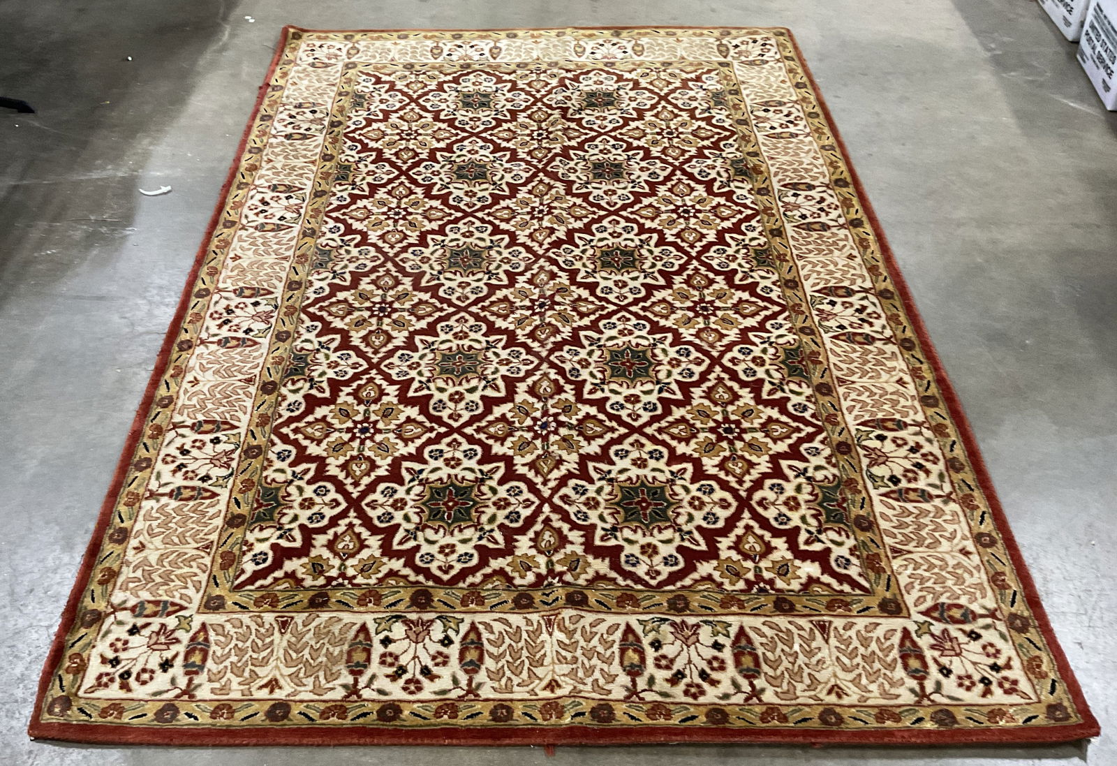 Orange Wool Medallion Floral Rug 108in (1 of 6)
