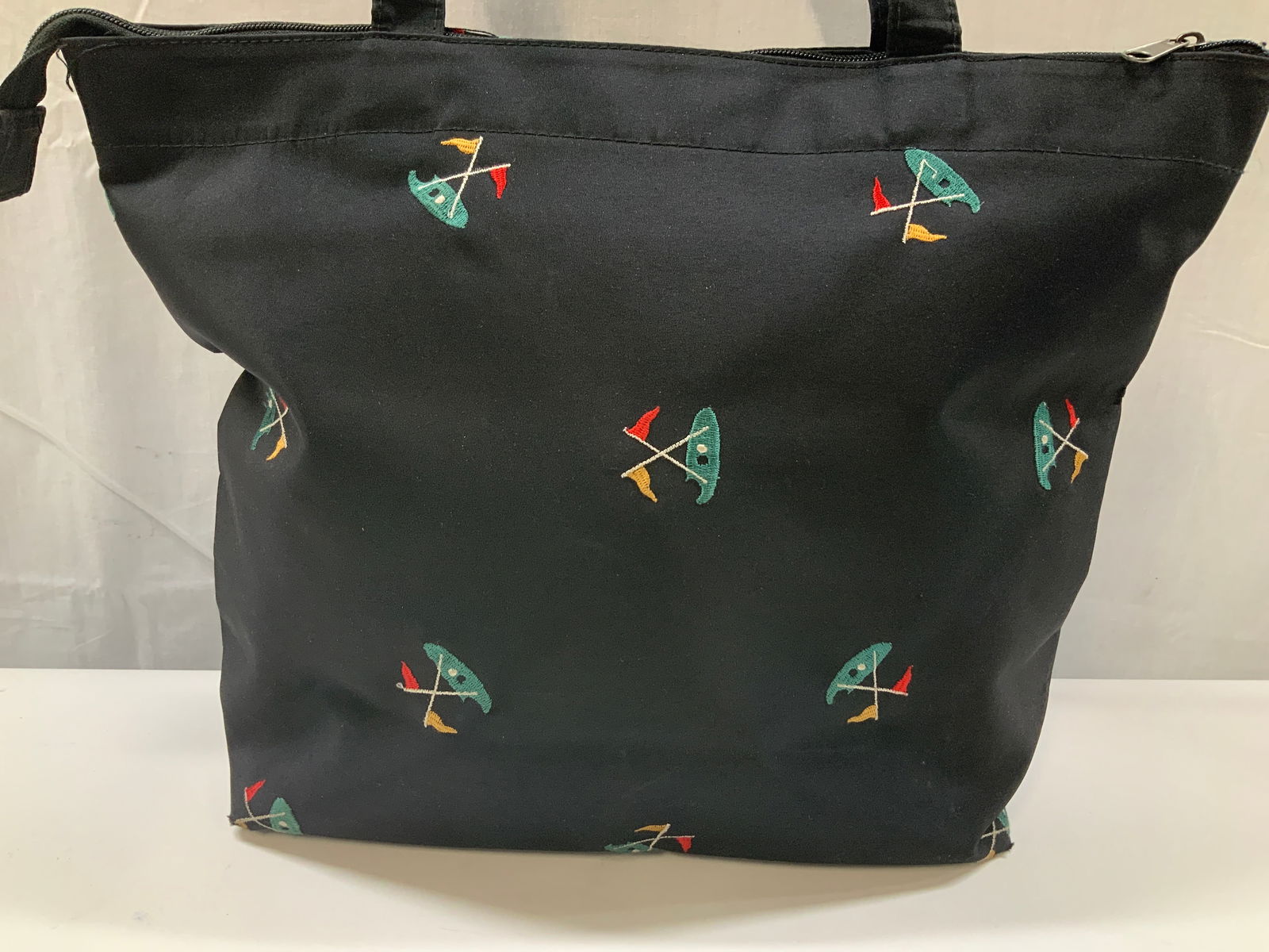 Black Tote Bag W Embroidered Golf Flags (1 of 6)