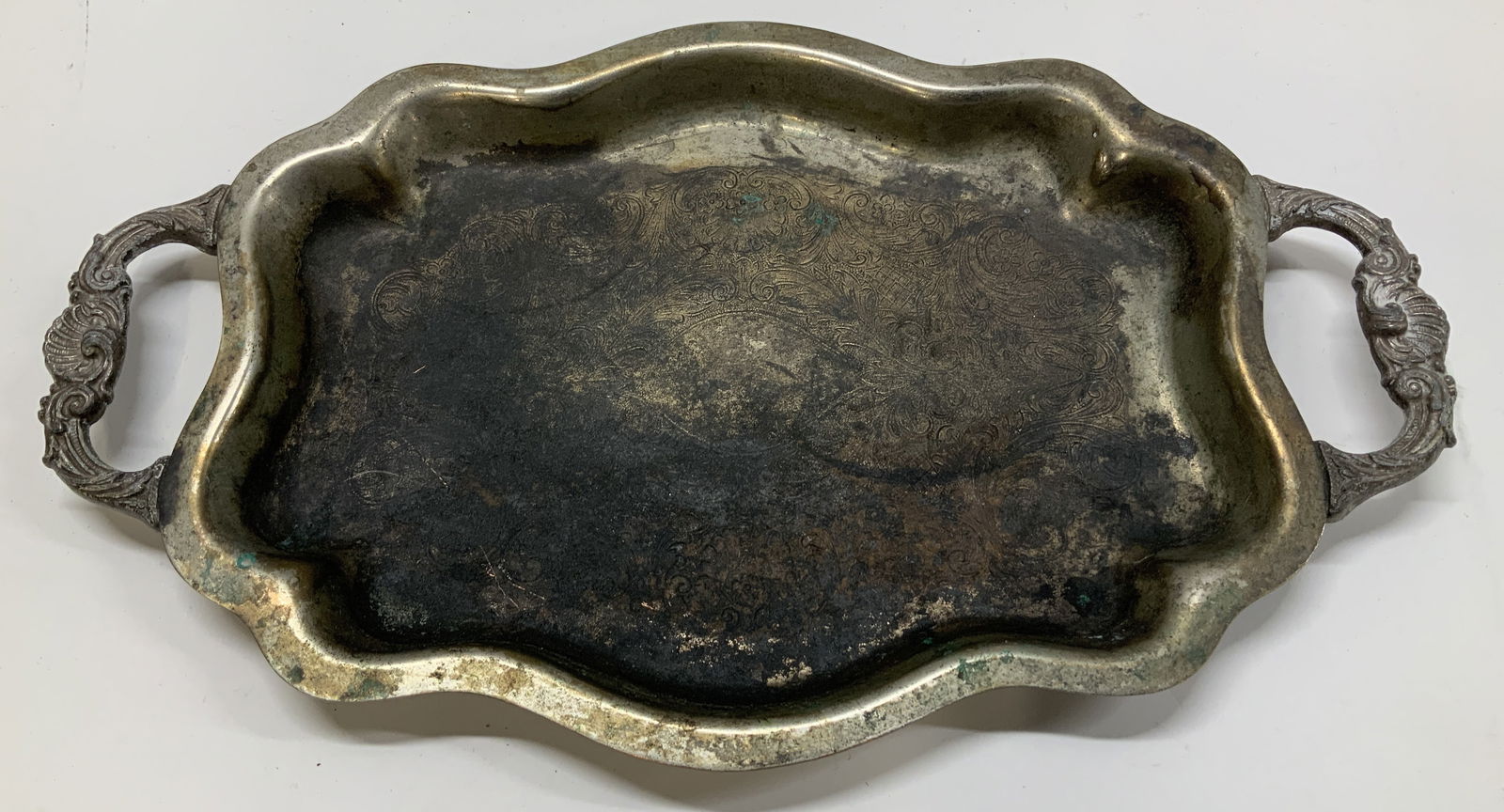 Vntg Fina Silver On Copper Floral Serving Tray (1 of 7)