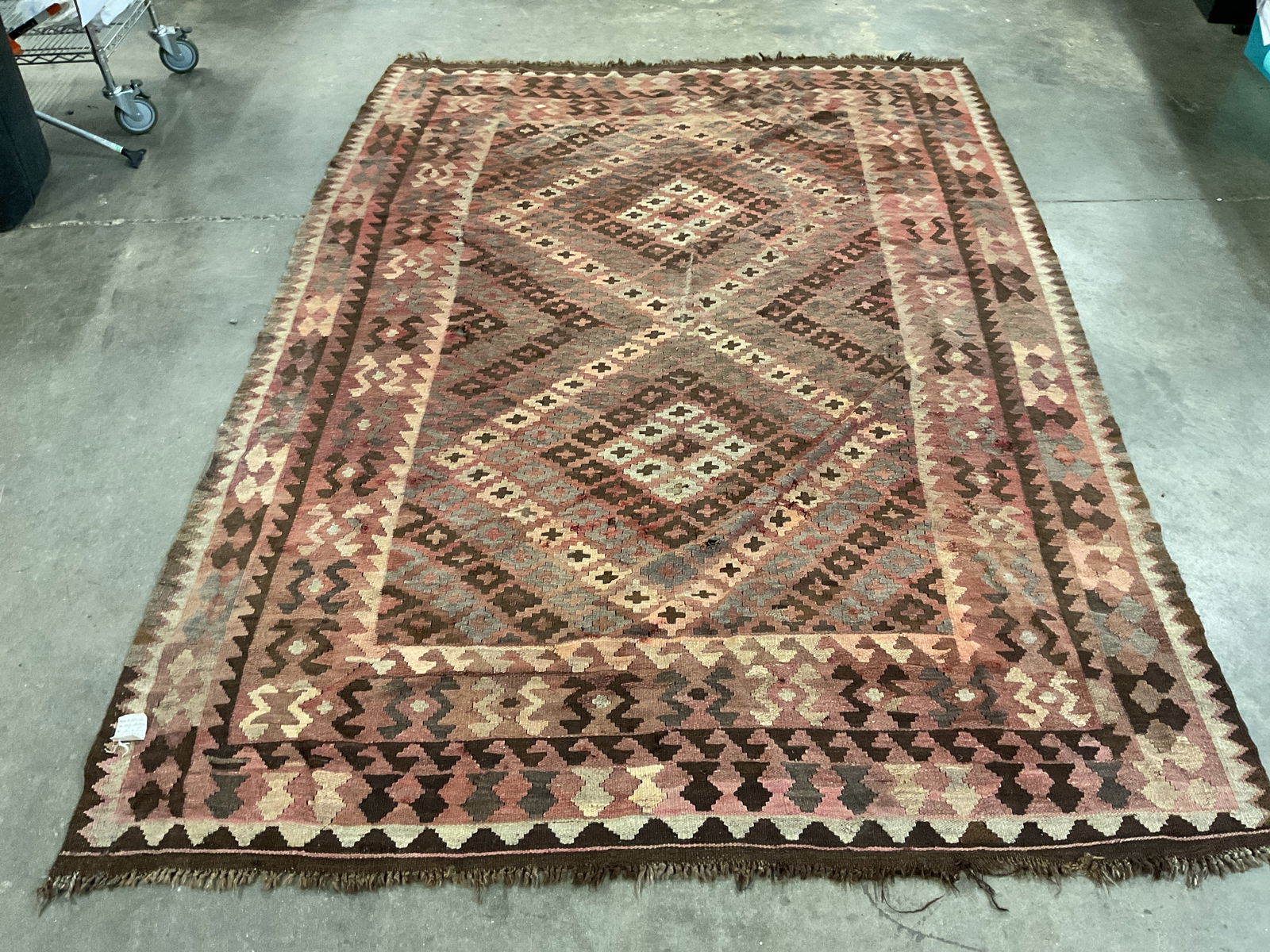 Pink Brown Geometric Wool Rug 9ft10in (1 of 6)