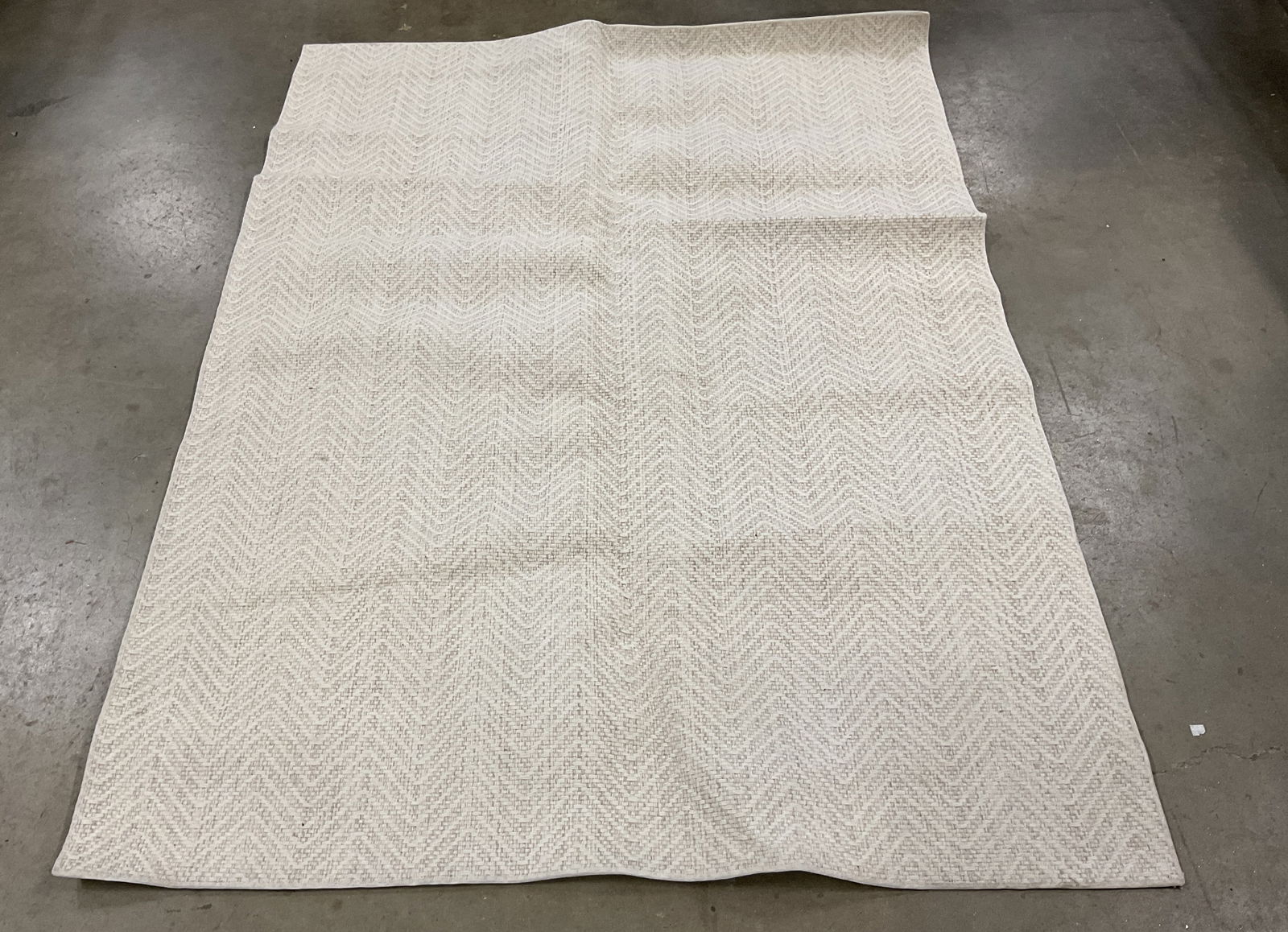 White Woven Zigzag Area Rug 84in (1 of 6)
