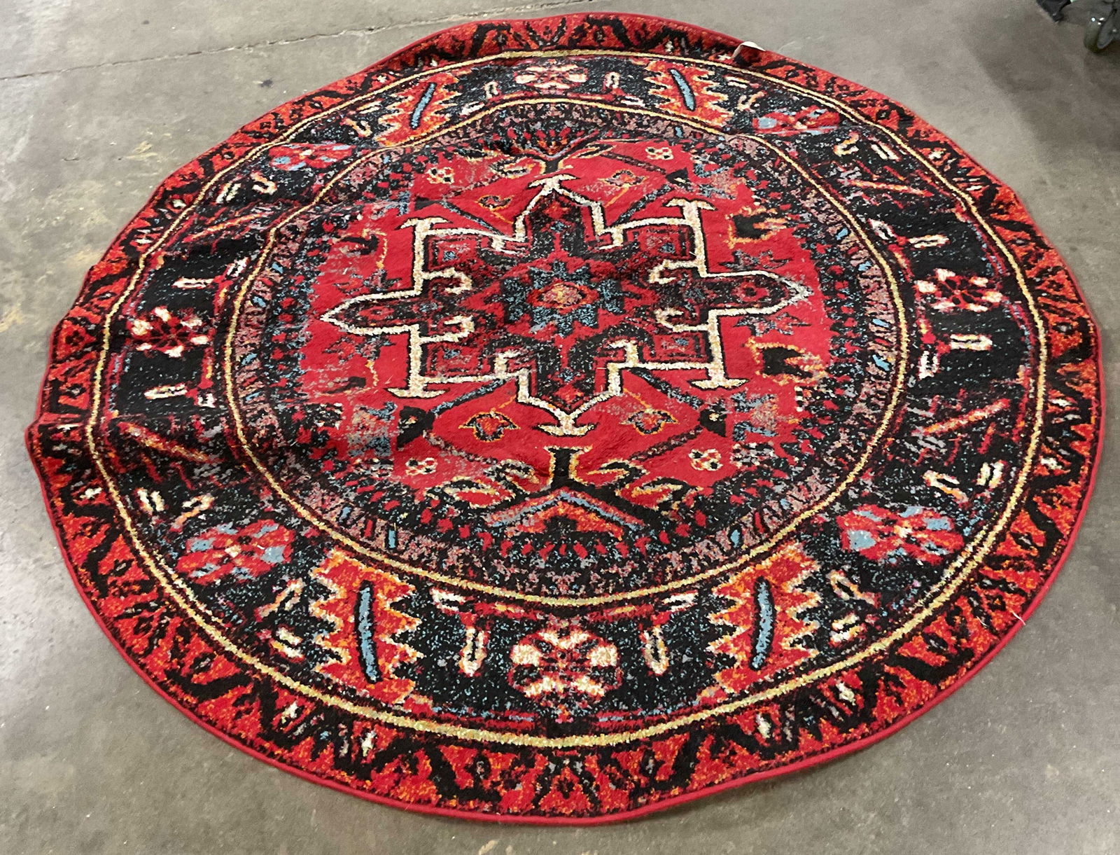 SAFAVIEH Red Vintage Hamadan Round Rug 6ft7in (1 of 6)
