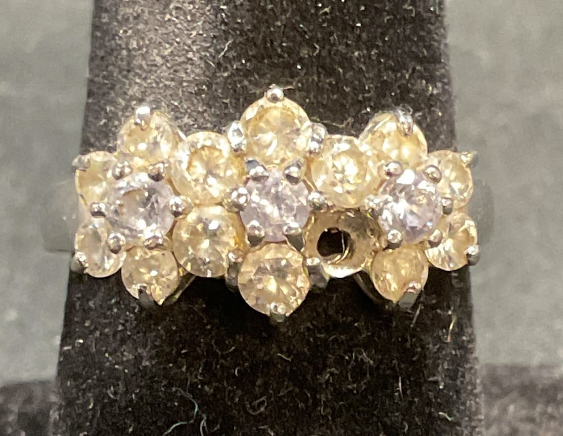 Sterling Silver Crystal Flower Ring (1 of 6)