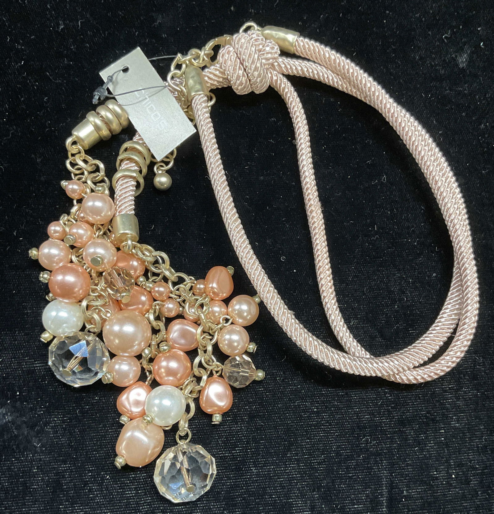 Chicos Pink Faux Pearl Pendant Necklace NWT (1 of 6)