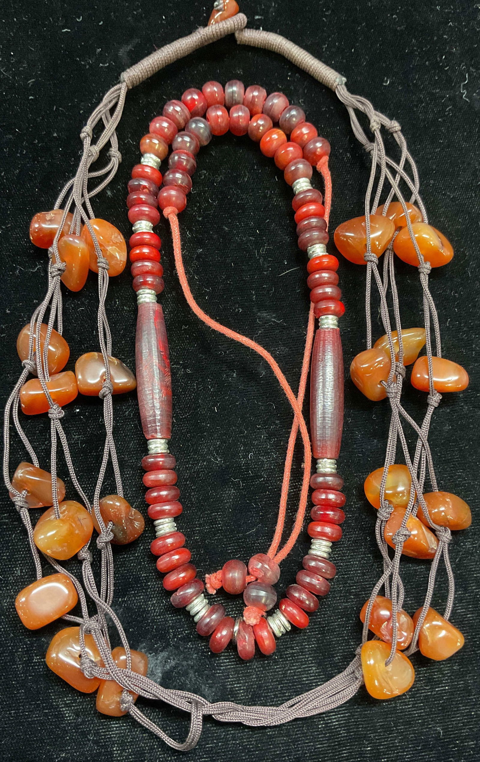 Lot 2 Carnelian & Red Lucite Necklaces (1 of 6)