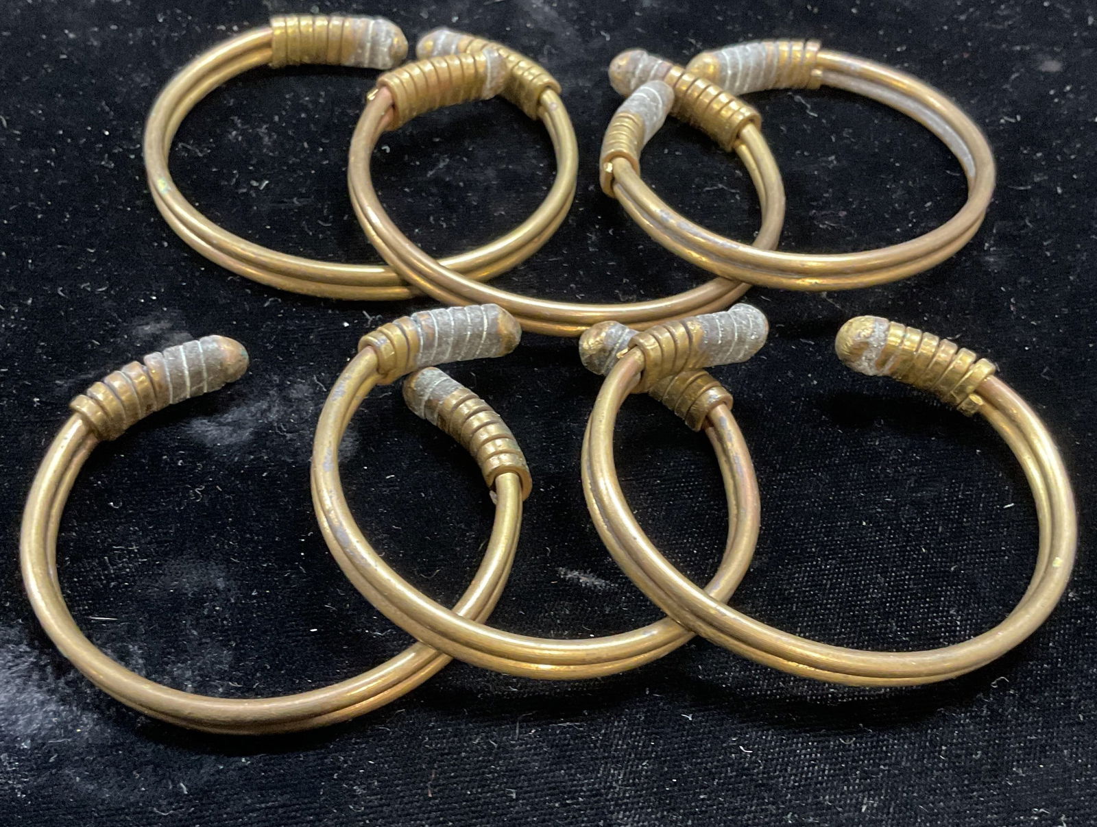 Lot 6 Vintage Heavy Brass Cuff Bracelets: Lot of 6 vintage heavy brass cuff bracelets. Largest approx 2.5 inches wide. Some scratching. Jewelry, estate jewelry, costume jewelry, fashion jewelry, cocktail jewelry, accessories, fashion accessor