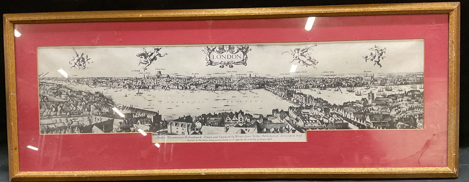 Framed Historical London Cityscape Lithograph 26in (1 of 6)