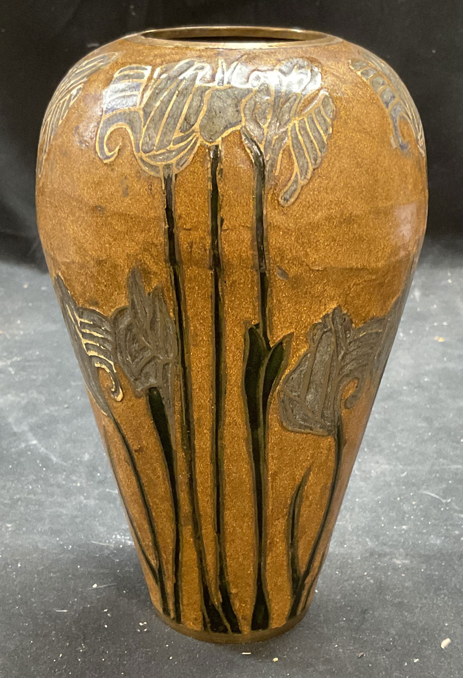 Vintage Enameled Brass Floral Vase (1 of 6)