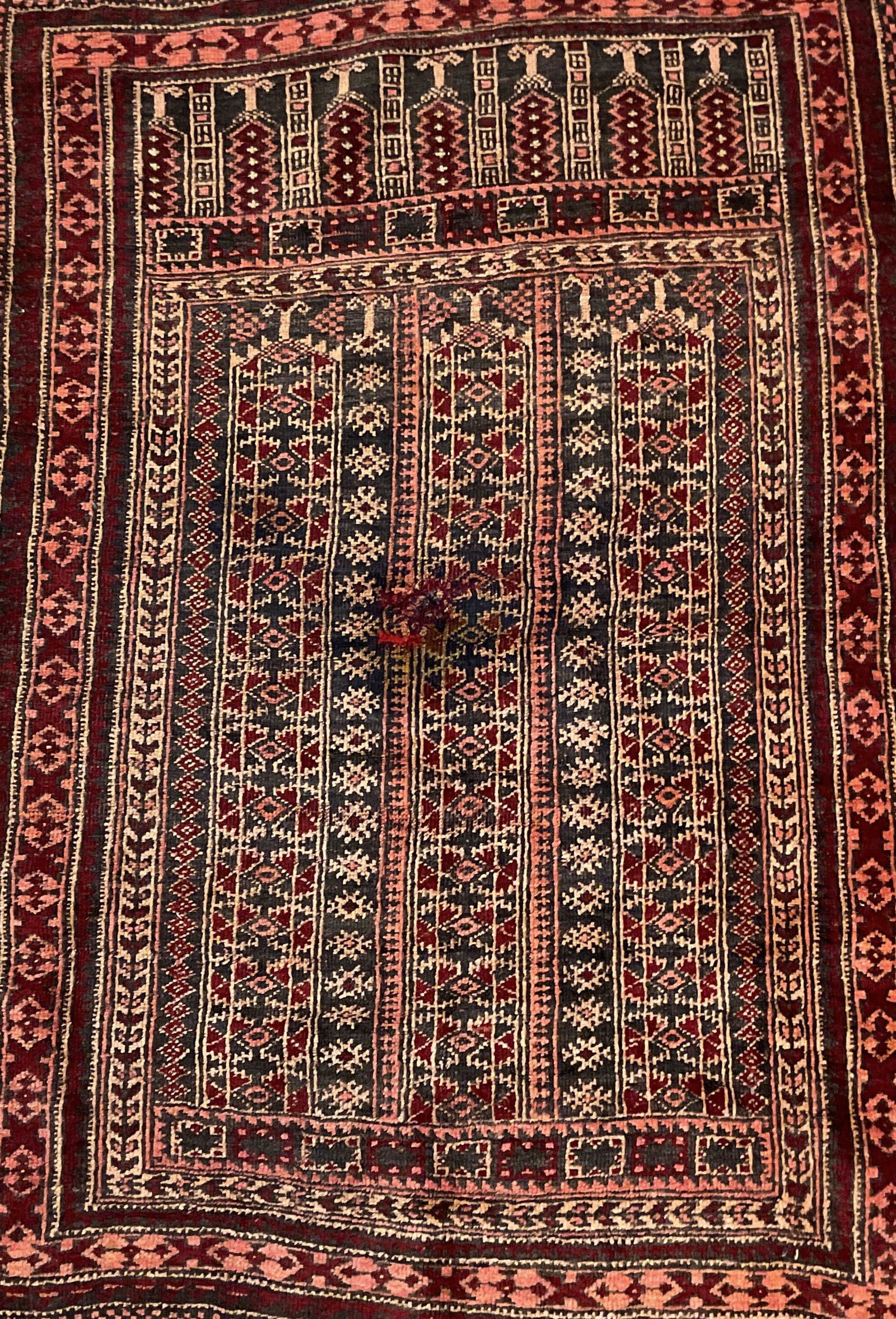 Vintage Red Wool Geometric Turkman Rug 54in (1 of 7)