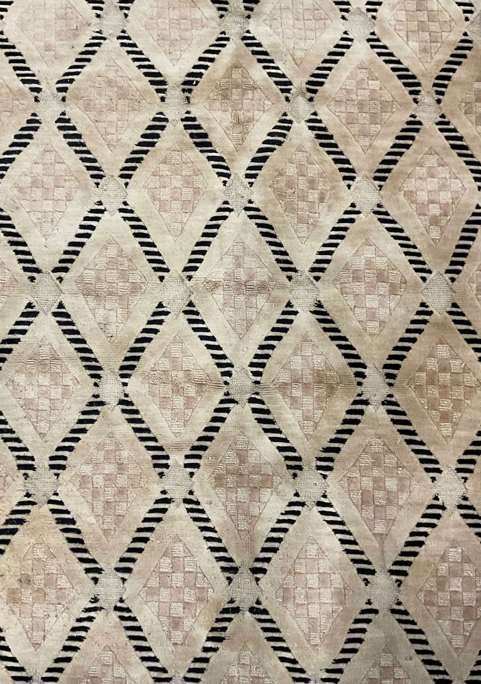 Tan Black Diamond Geometric Pattern Rug 71.5in (1 of 6)