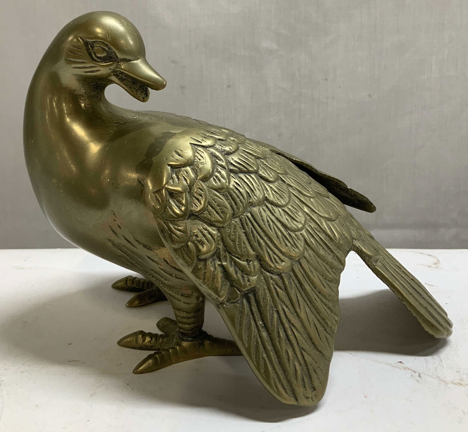 Vntg Solid Brass Pigeon Bird Figurine (1 of 6)