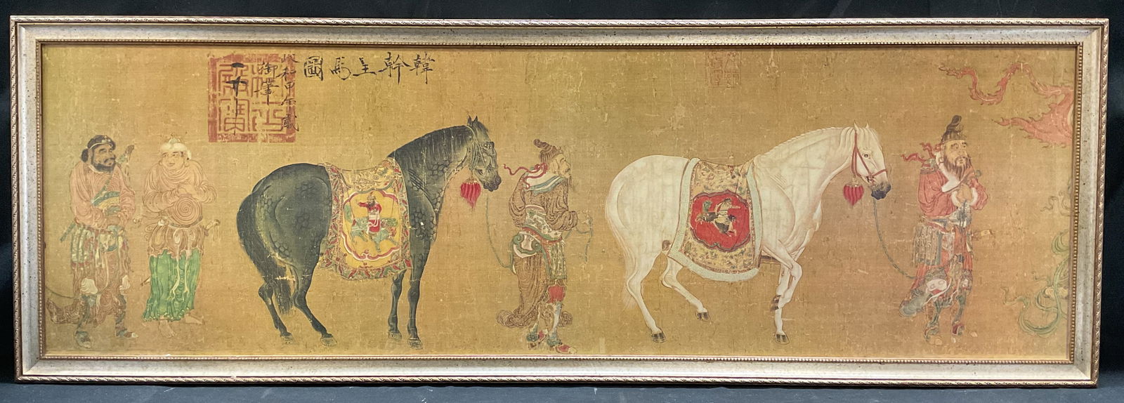 Tribute Horses Chinese Lithograph on Board 42in (1 of 6)