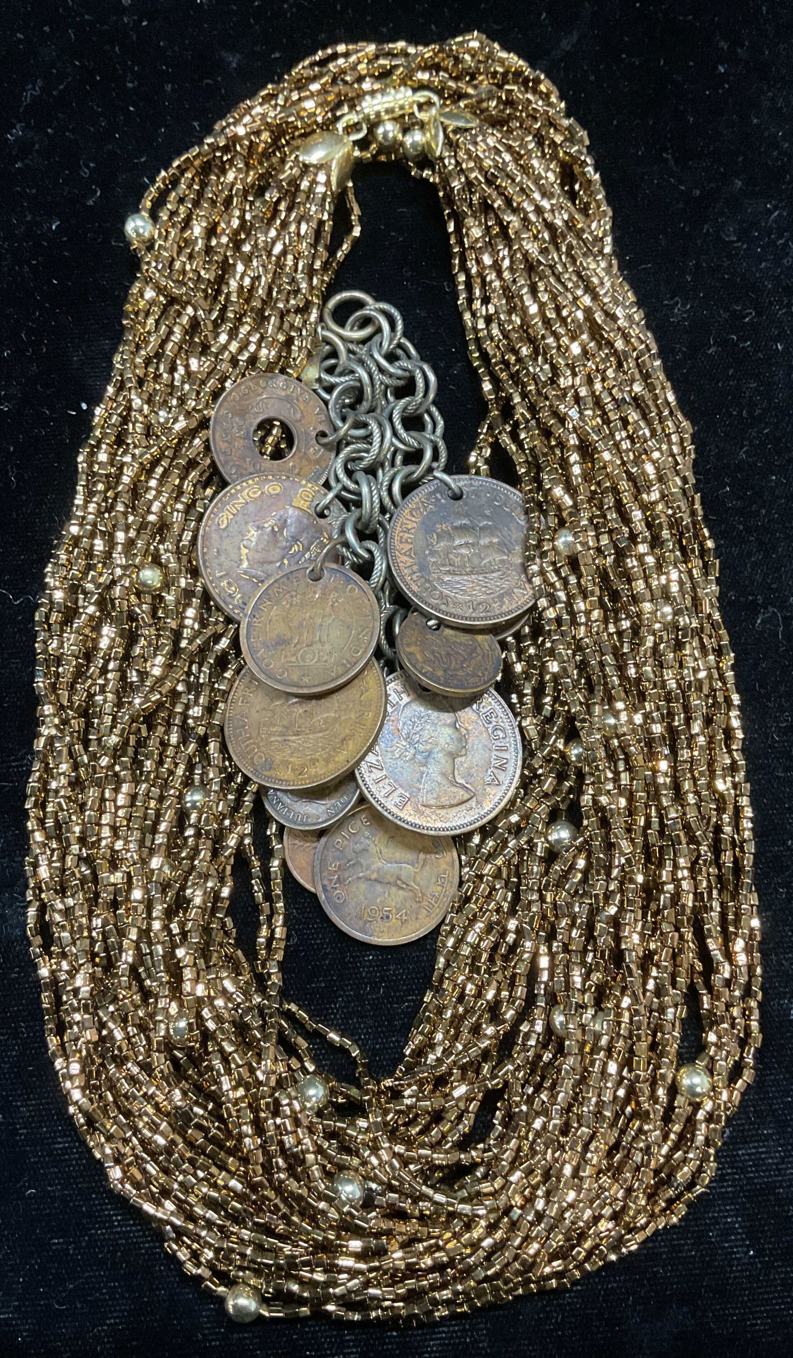 Lot 2 Gold Tone Necklace & Coin Bracelet (1 of 6)