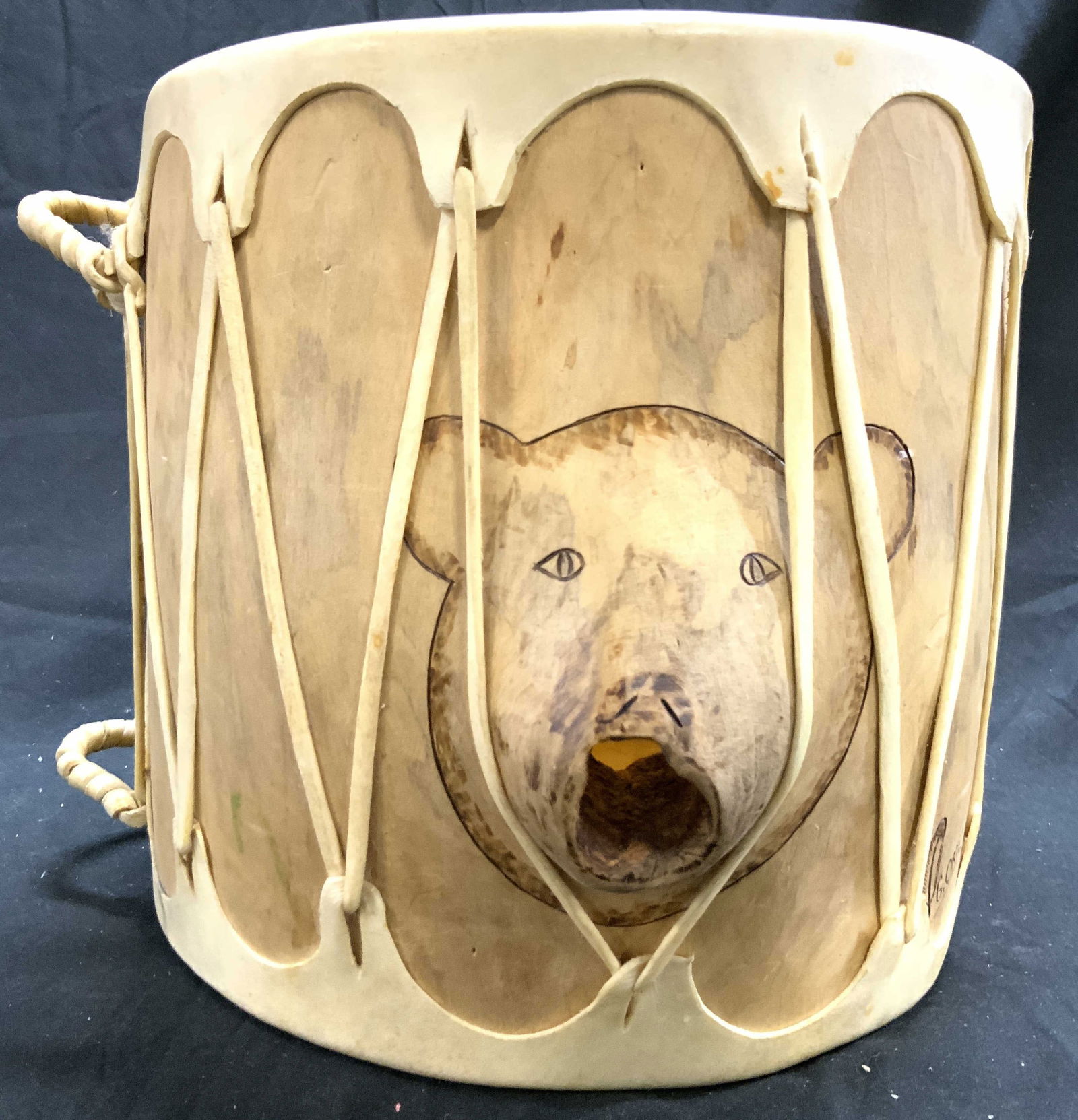 G ORTIZ Sgnd N American Rawhide Skin Drum (1 of 10)