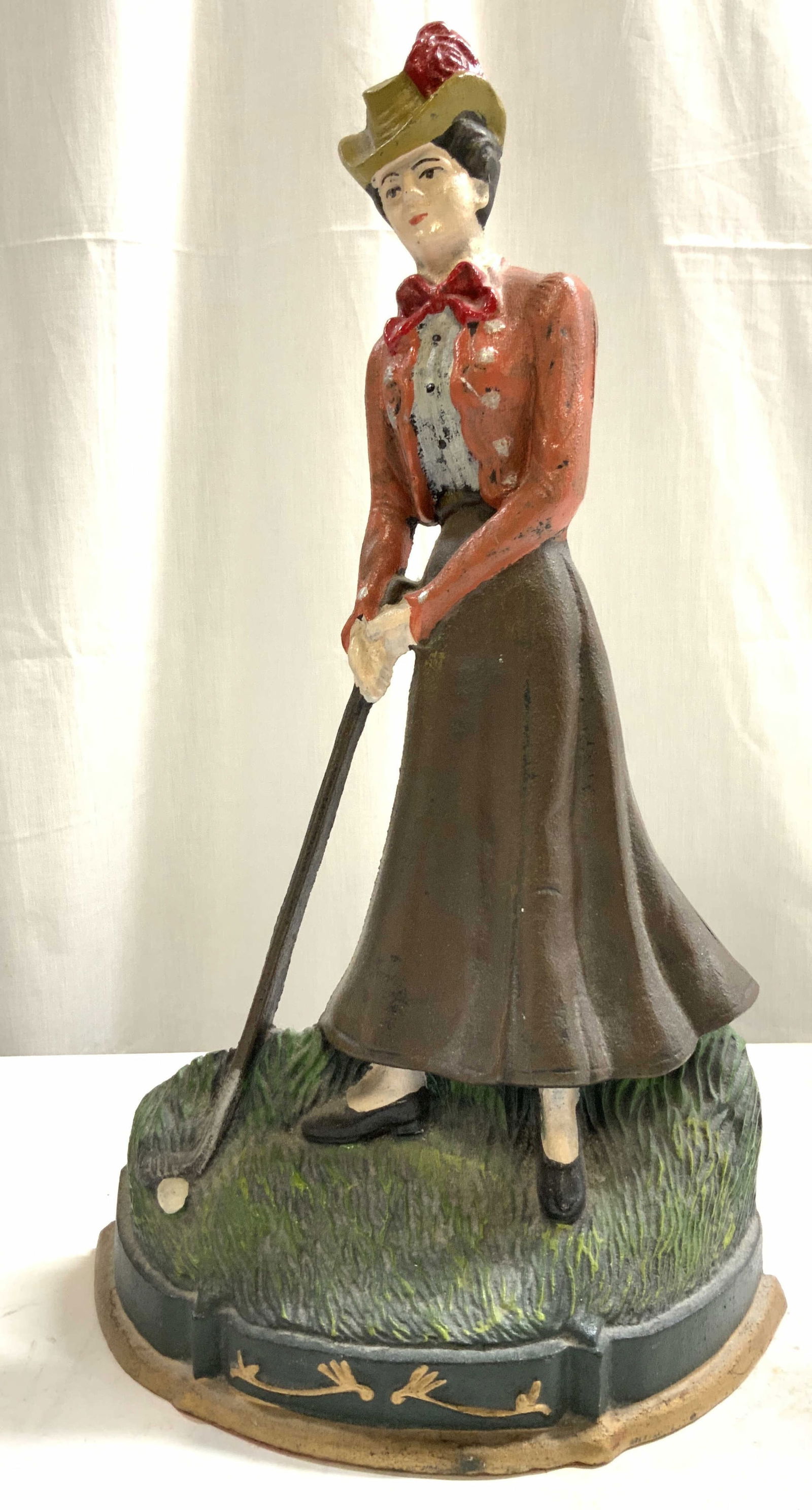 Vtg Iron Victorian Lady Golfer Doorstop (1 of 9)