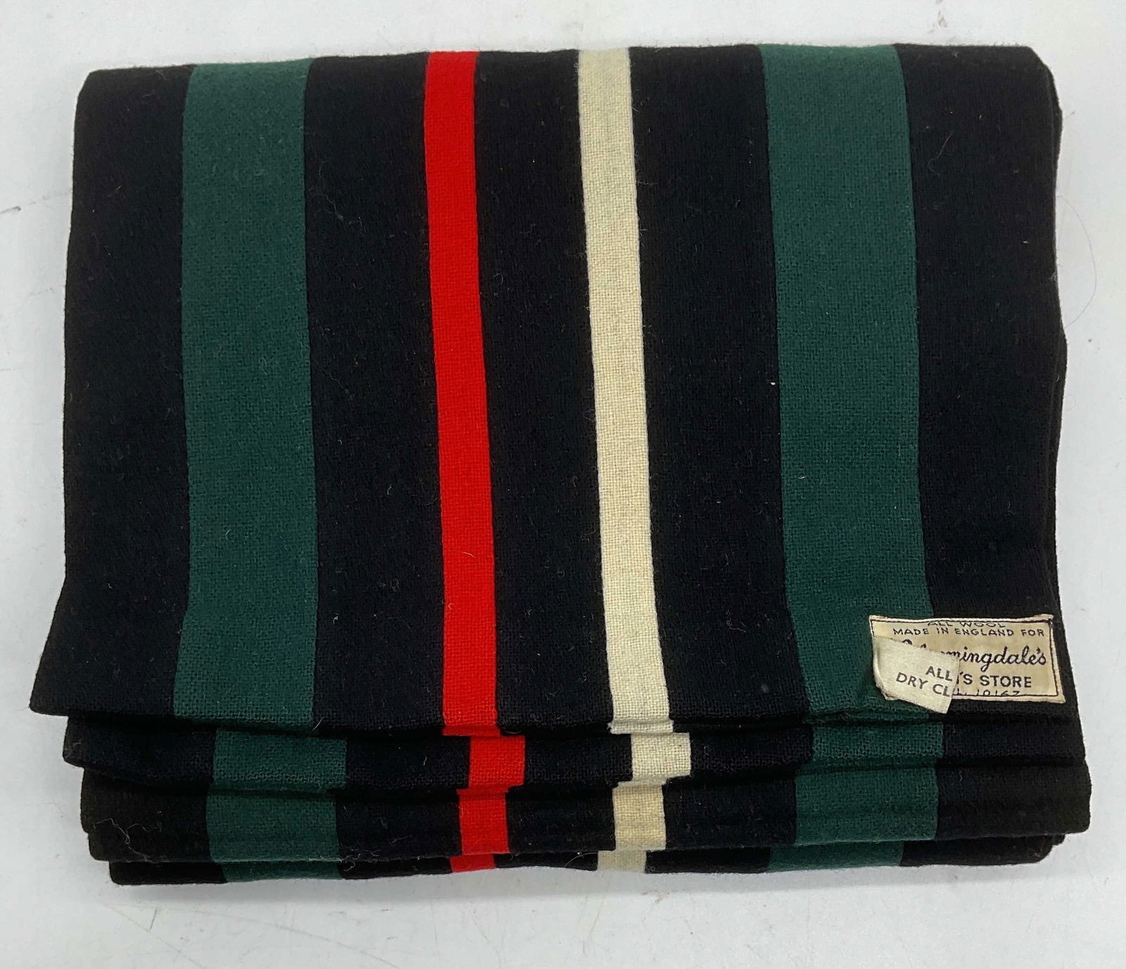 Vtg Bloomingdales Black Wool Scarf, England (1 of 6)