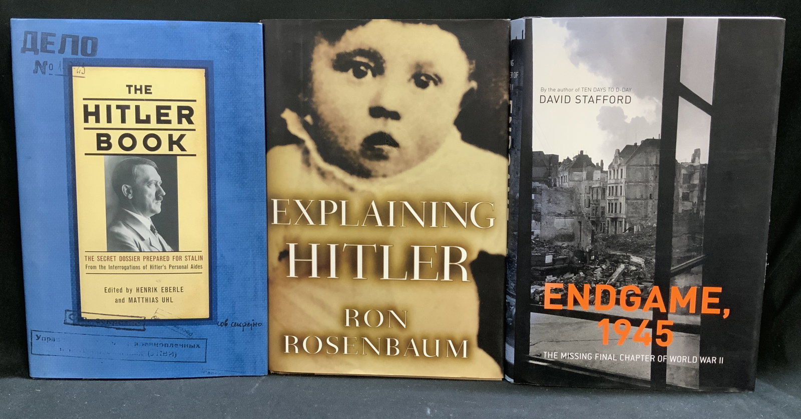 Lot3 Adolf Hitler Books 1990-2000s 1st Ed Bks UHL: Lot includes, The Hitler Book by Henrik Eberle & Matthias Uhl (2005 FIRST EDITION), Explaining Hitler by Ron Rosenbaum (1998 FIRST EDITION), Endgame, 1945 by David Stafford (2007 First American Editio