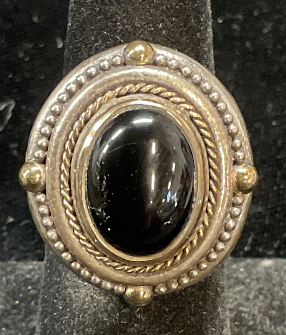 Stephen Dweck Sterling Silver 18k Gold Onyx Ring (1 of 7)